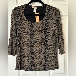 Susan Lawrence Tiger Print Top - Size: LARGE - NEW WITH TAGS